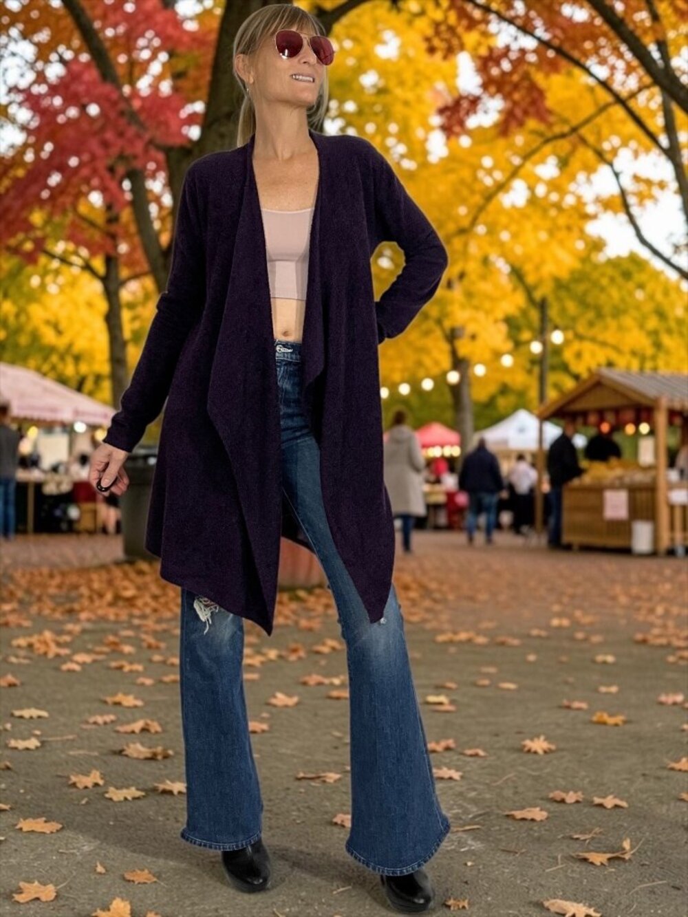 Barefoot Dreams Bamboo Chic Lite Calypso Wrap Cardigan Sweater S/M Purple